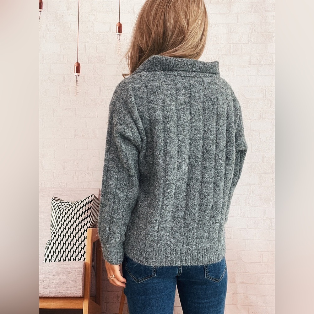 Ribbed Hem Quarter Zip Sweater - Picture 14 of 14